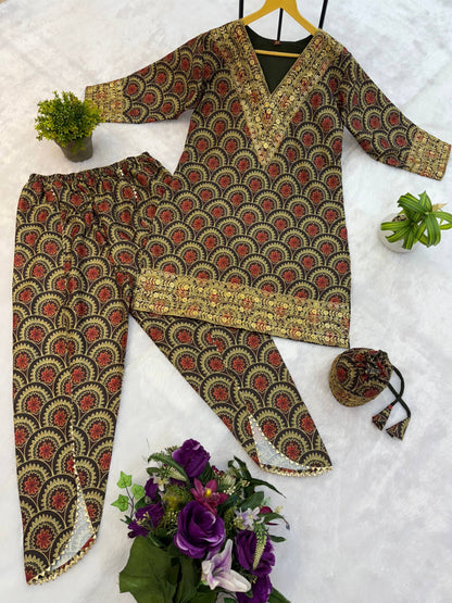 Pure Mul Cotton With Embroidry Work Top Pent