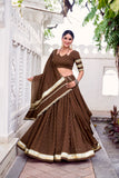 ELEGANT TRADITIONAL ETHNIC WEAR FOR WOMEN CHANDERI ZARI WEAVING LEHENGA CHOLI