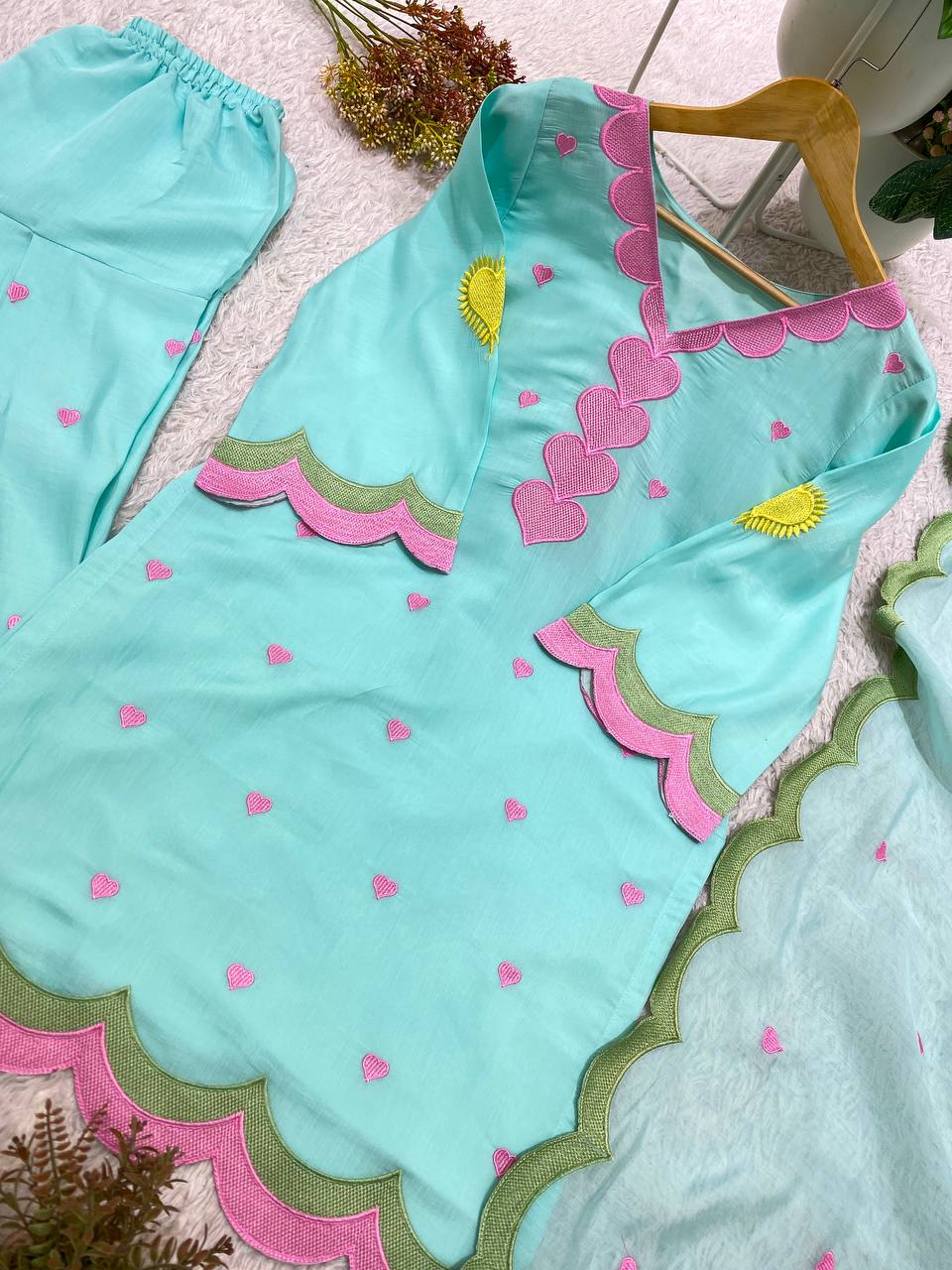 Blush Petal Chanderi Suit Set