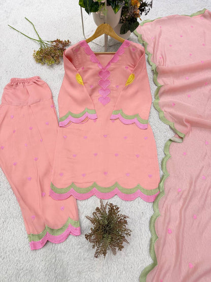 Blush Petal Chanderi Suit Set