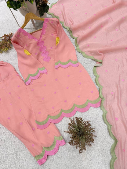 Blush Petal Chanderi Suit Set