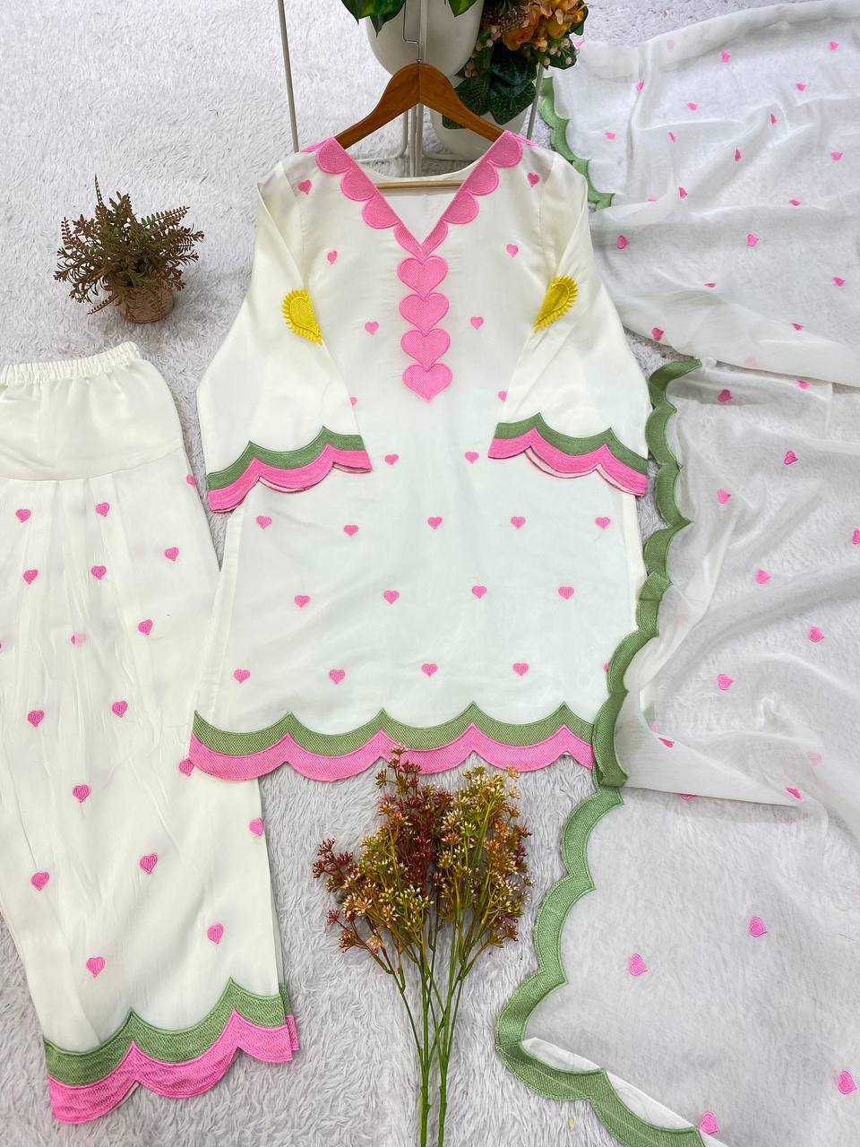 Blush Petal Chanderi Suit Set