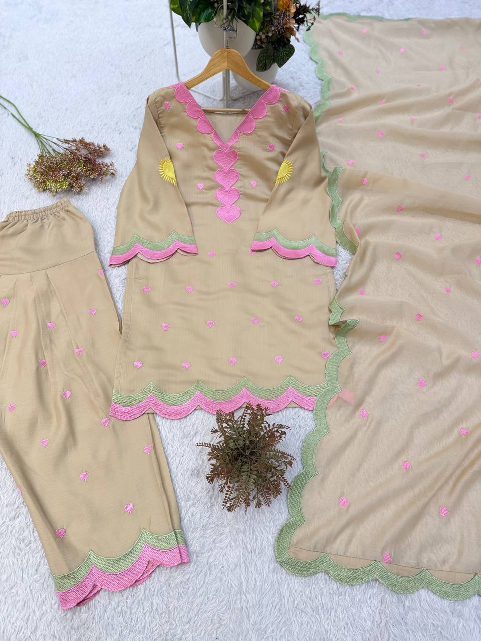 Blush Petal Chanderi Suit Set