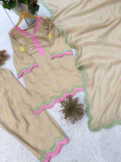 Blush Petal Chanderi Suit Set