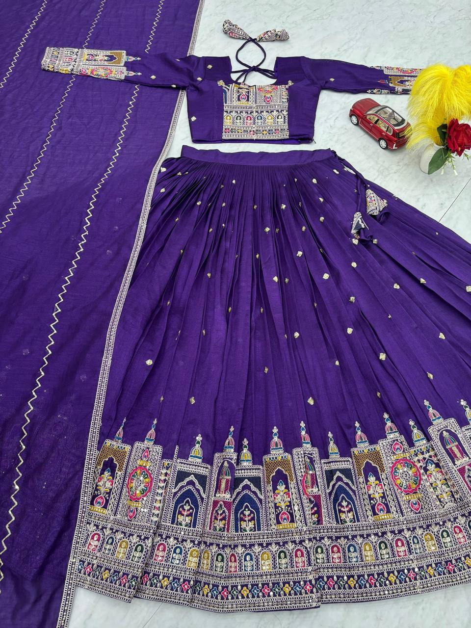 Navratri Special Pure Vichitra Coding Sequence Work Lehenga Choli