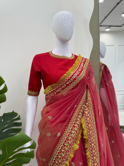 Designer Saree on Twil Net Febric with Coding & Thred with Sequnce work