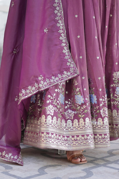Viscose Cosmosn Canvas Patta Embroidery Zari Sequence Work Gown