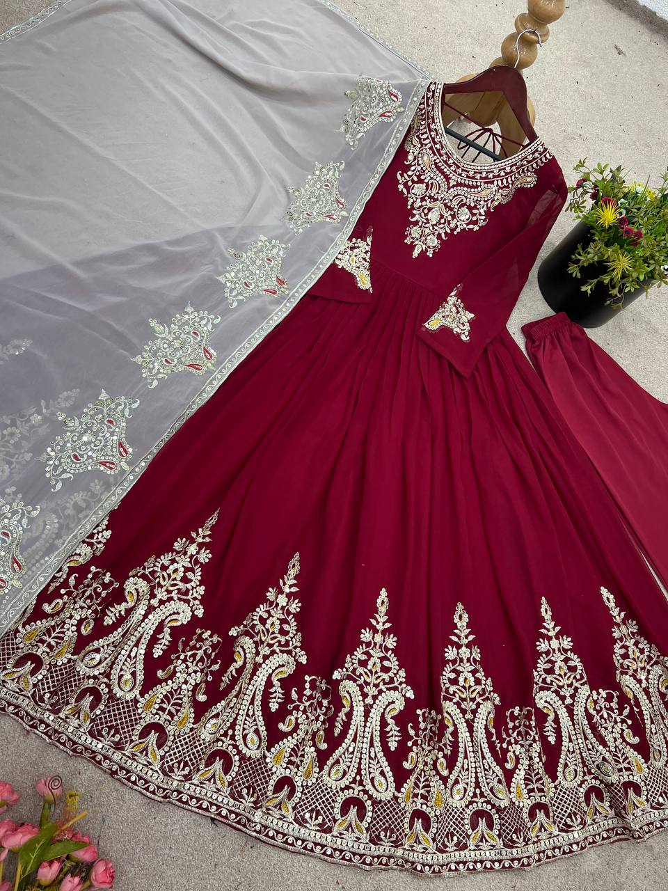 Wedding Special Heavy Multi Sequence Work Top Suit