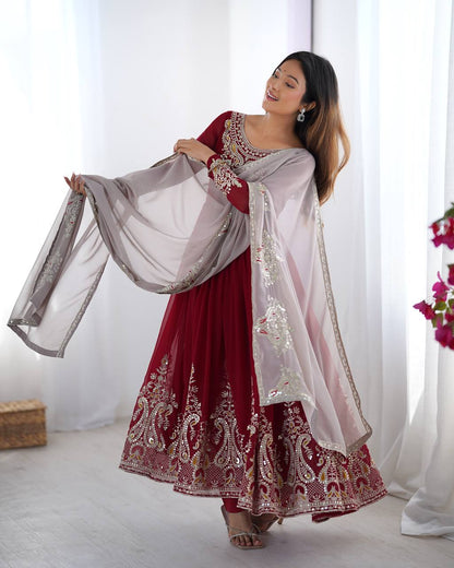 Wedding Special Heavy Multi Sequence Work Top Suit