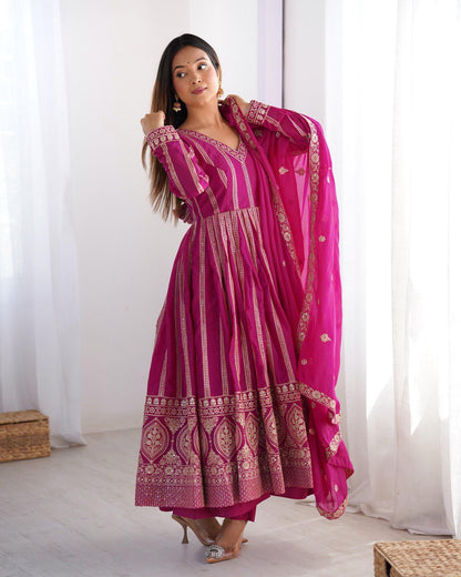 SUMMER WEDDING SPECIAL SEQUENCE WORK TRADITIONAL GOWN WITH DUPATTA