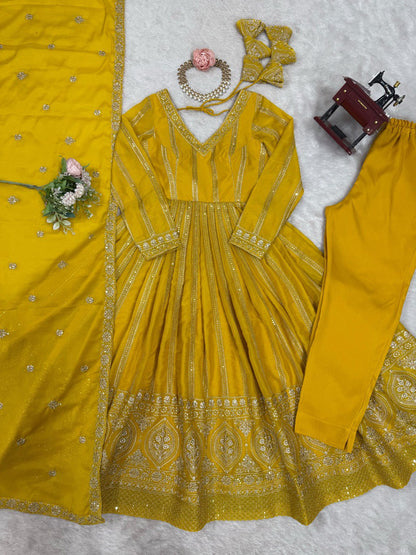 SUMMER WEDDING SPECIAL SEQUENCE WORK TRADITIONAL GOWN WITH DUPATTA