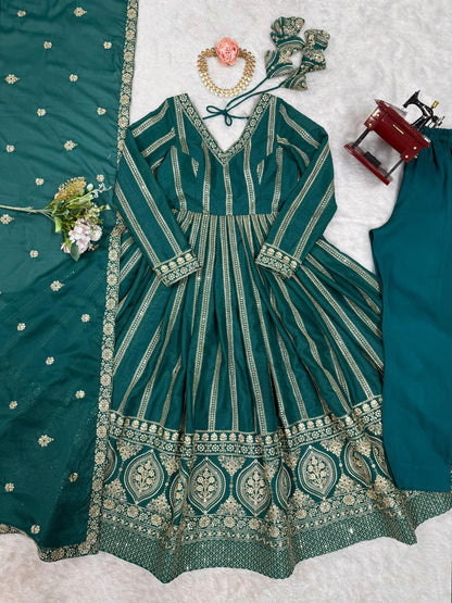 SUMMER WEDDING SPECIAL SEQUENCE WORK TRADITIONAL GOWN WITH DUPATTA