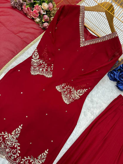 Havy Faux Georgette Embroidery Work Top Pent