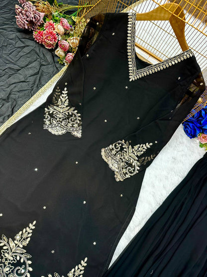 Havy Faux Georgette Embroidery Work Top Pent