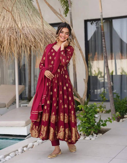 Havy Faux Georgette Embroidery Work Gown