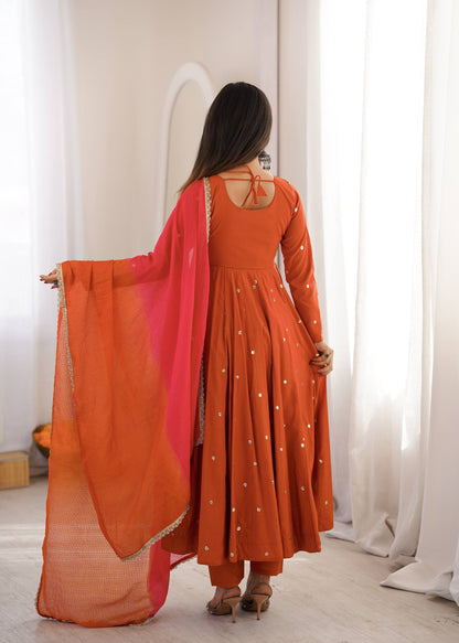 Roman Silk Embroidery Sequence & Real Mirror Work Gown