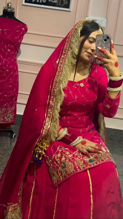 New Natural Crep Silk Thred With SequenceWork Top Lehenga
