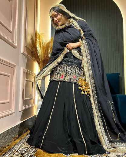 New Natural Crep Silk Thred With SequenceWork Top Lehenga