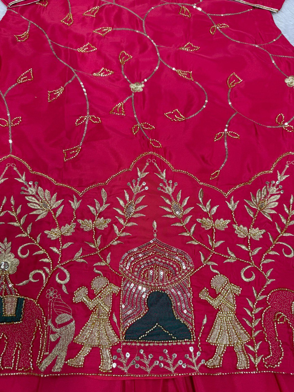 New Natural Crep Silk Thred With SequenceWork Top Lehenga