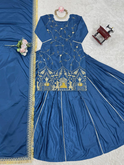 New Natural Crep Silk Thred With SequenceWork Top Lehenga