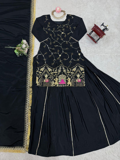 New Natural Crep Silk Thred With SequenceWork Top Lehenga