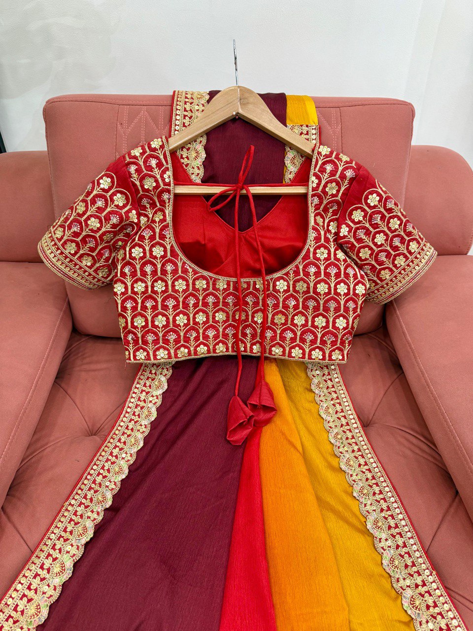 CHINON SILK WITH THREAD & SEQUENCE WORK SAREE