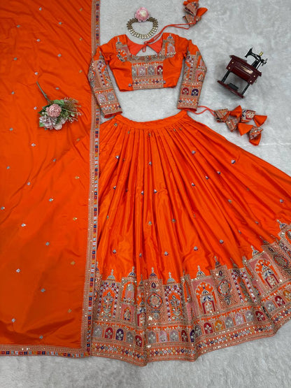 Natural Crep Silk With Thread And Sequence Work Lehenga Choli