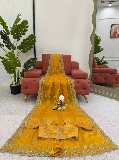 Jimmy Chu Thred With Sequence Work Saree