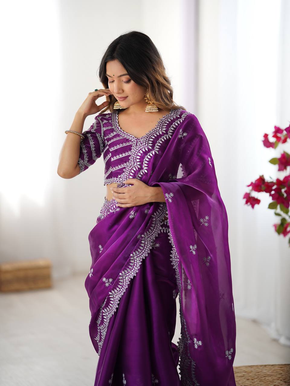 Jimmy Chu Thred With Sequence Work Saree