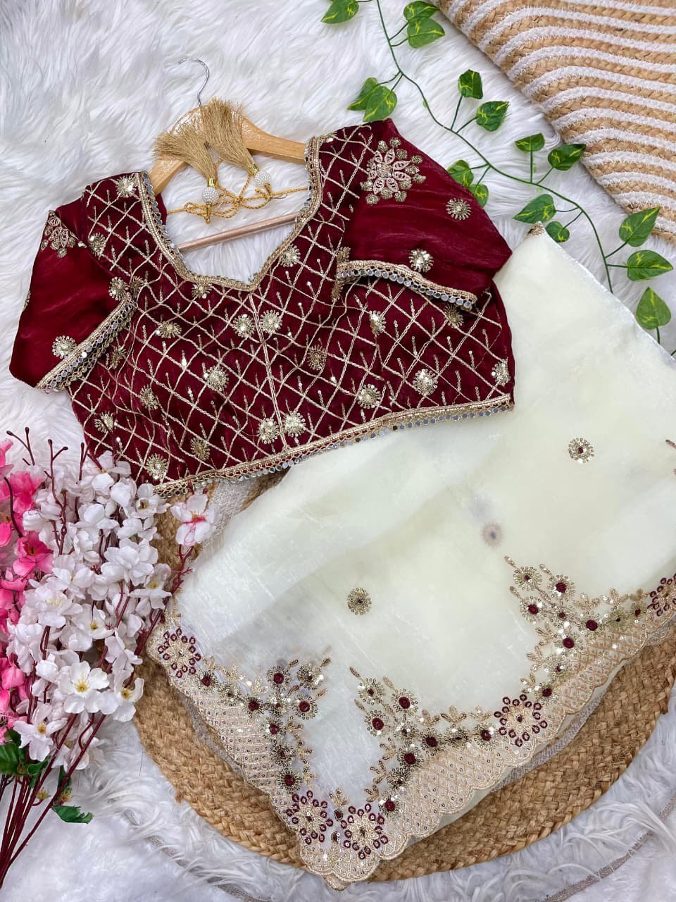 Fendy Sartin Silk With BEautifull Embroidery Work Saree