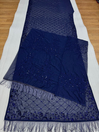 Faux Georgette Embroidered Saree Set