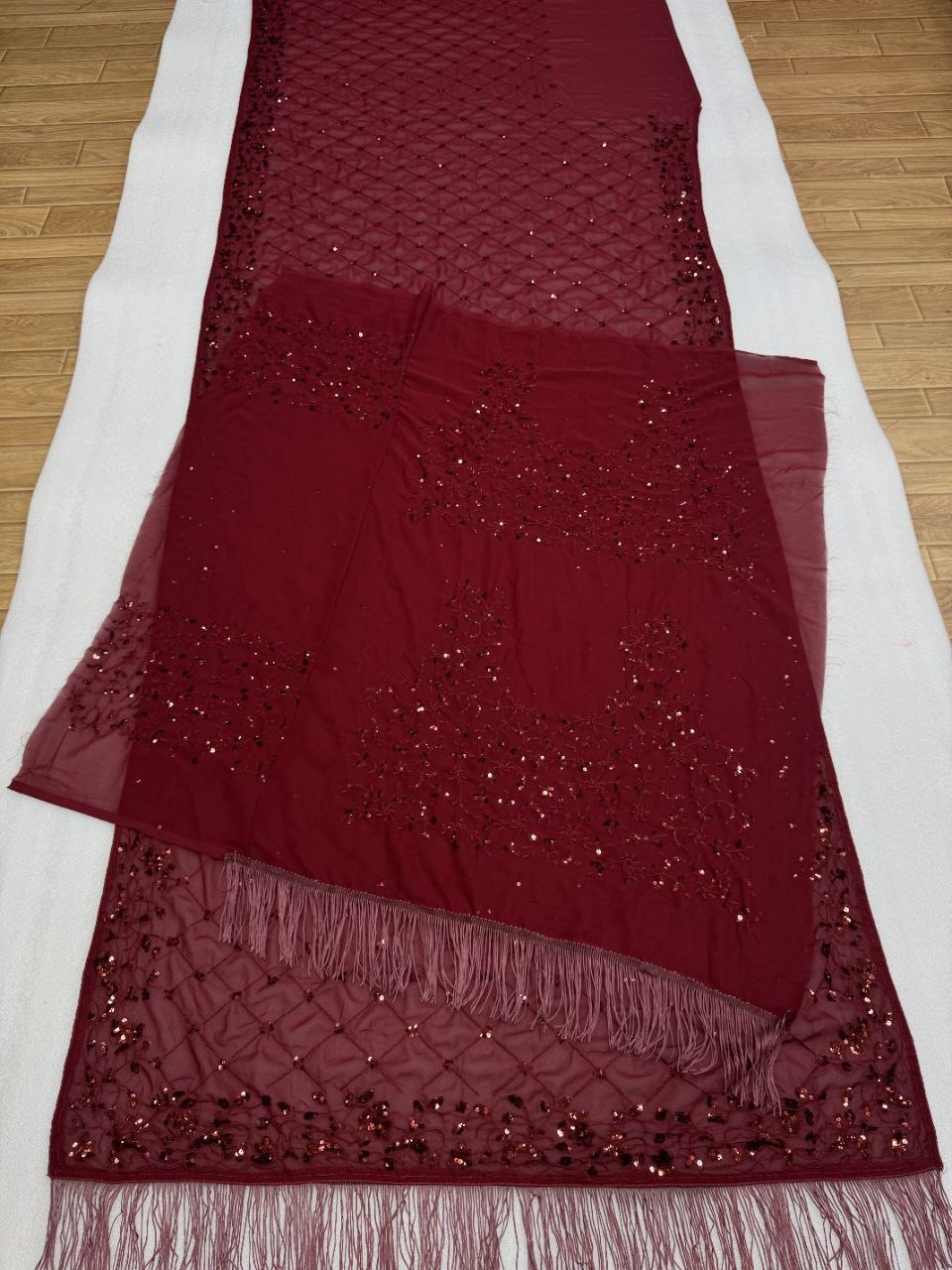Faux Georgette Embroidered Saree Set
