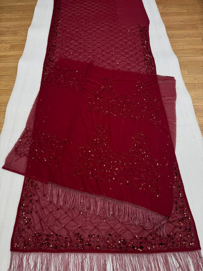 Faux Georgette Embroidered Saree Set
