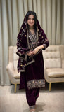 Pure Heavy Viscose Velvet With Embroidery Sequience Work Top Pent