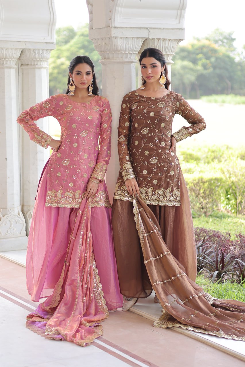 Beautifull Fendy With Rich Sequience Embroidery Work Top Sharara
