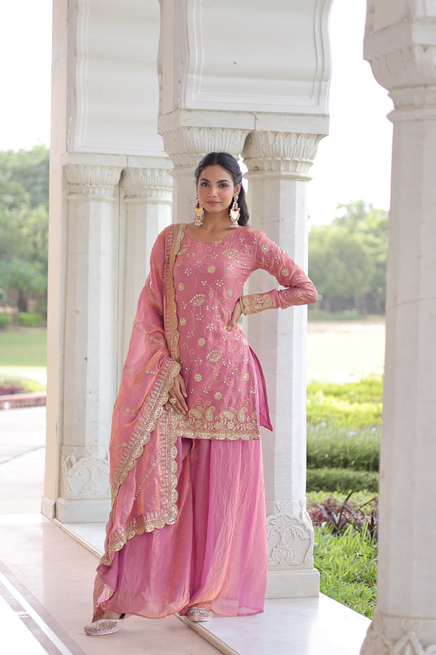 Beautifull Fendy With Rich Sequience Embroidery Work Top Sharara