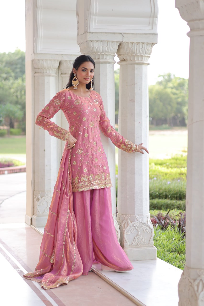 Beautifull Fendy With Rich Sequience Embroidery Work Top Sharara