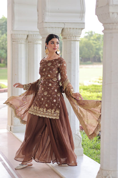 Beautifull Fendy With Rich Sequience Embroidery Work Top Sharara