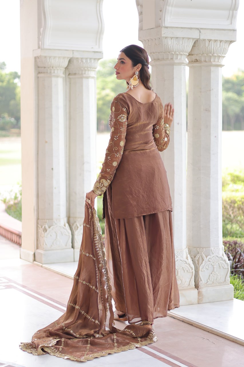 Beautifull Fendy With Rich Sequience Embroidery Work Top Sharara
