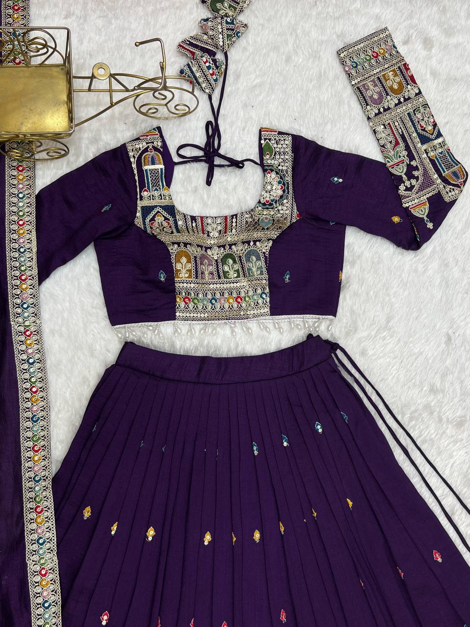 Pure Vichitra Silk Fancy Embroidery Work Cancan And Canvas Work Lehenga