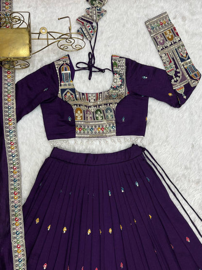 Pure Vichitra Silk Fancy Embroidery Work Cancan And Canvas Work Lehenga
