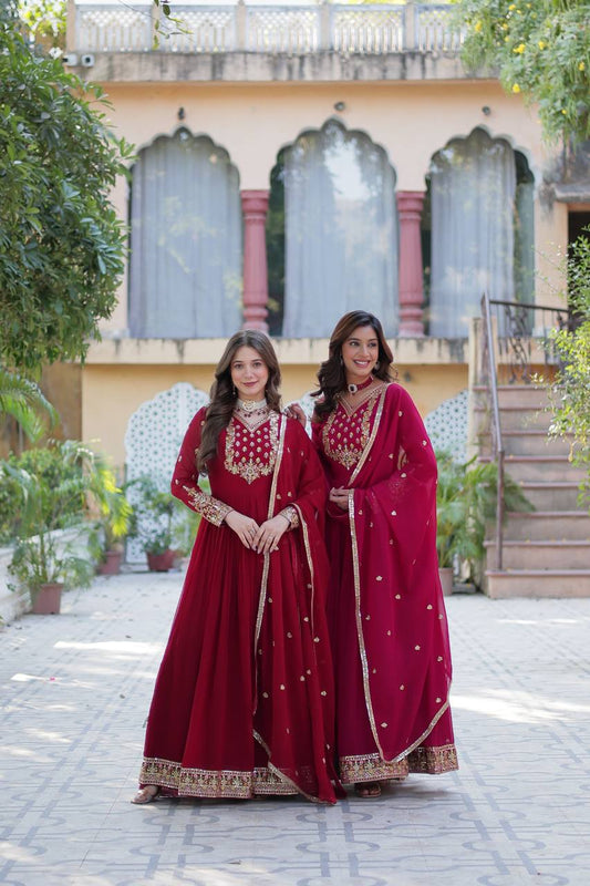 Rich Sequins Embroidered work With Faux Blooming Georgette Gown