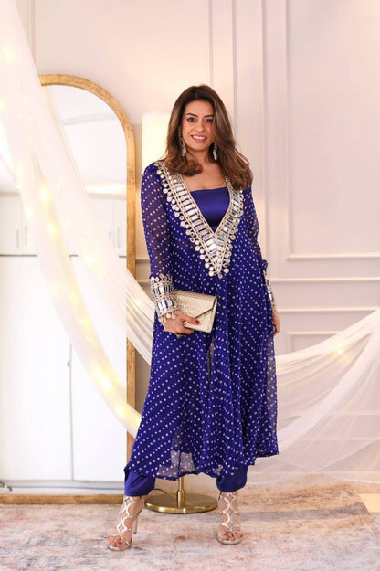 Georgette Digital Print With Real Mirror Work Kurti