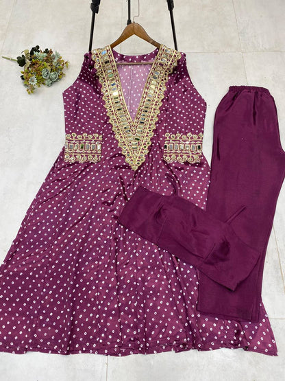 Georgette Digital Print With Real Mirror Work Kurti
