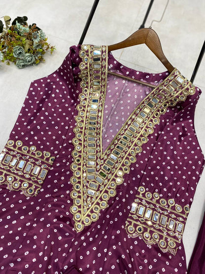 Georgette Digital Print With Real Mirror Work Kurti
