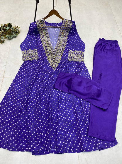 Georgette Digital Print With Real Mirror Work Kurti