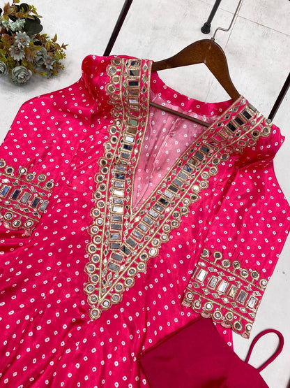 Georgette Digital Print With Real Mirror Work Kurti