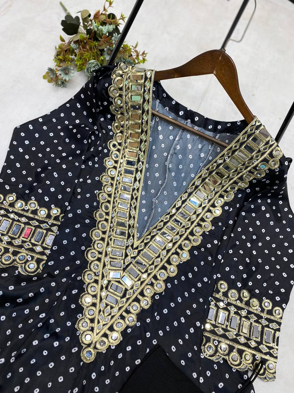 Georgette Digital Print With Real Mirror Work Kurti
