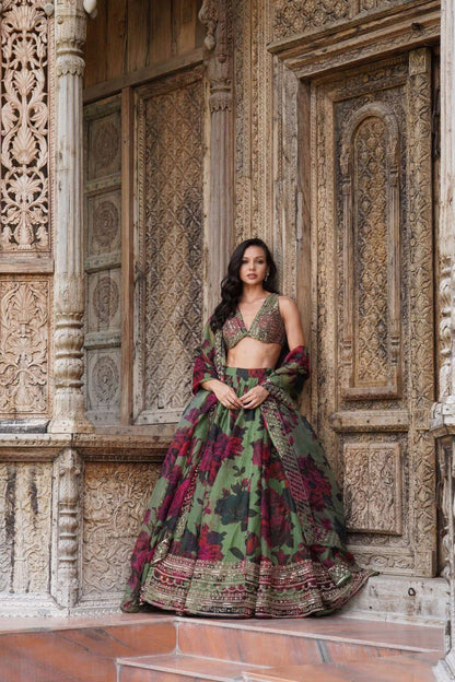 MULTI-COLOR SEQUIN THREAD WORK LEHENGA CHOLI AND DUPATTA