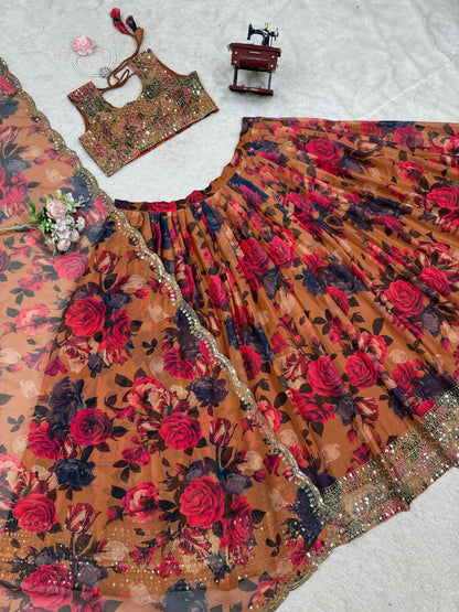 MULTI-COLOR SEQUIN THREAD WORK LEHENGA CHOLI AND DUPATTA